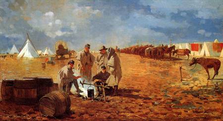 Reproductions of Winslow Homers Paintings A Rainy Day in Camp (a